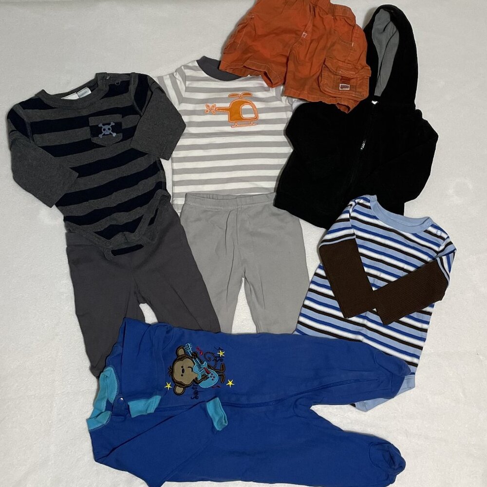 Baby Boy Clothes 3-6 months Lot of 8 Carters, Amy Coe, Garanimals, Etc.